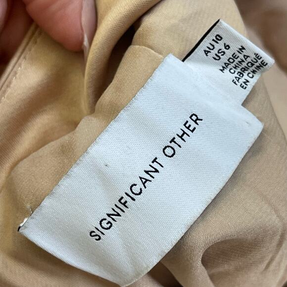 Significant Other Gracie Draped Satin Midi-Dress Champagne Formal Dress Size 6 - Picture 10 of 15